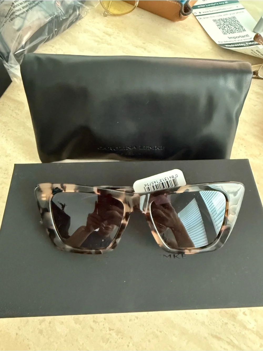 BNWT Carolina Lemke Square Sunglasses with Dark Lenses